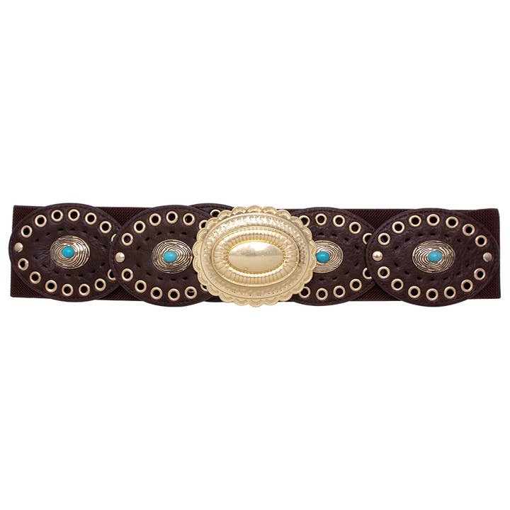Oblige by G - Wholesale Belt - Women's - Turquoise Concho Western Belt
BT-2641