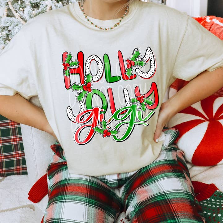 Holly Jolly Gigi DTF Transfer | Matching Christmas DTF Transfer | Ready to Press | High Quality DTF Transfers | Fast Shipping for wholesale by Red Dirt Transfers