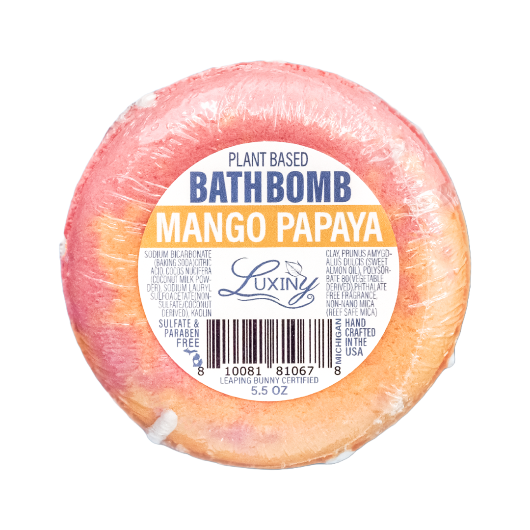 Luxiny Products - Luxurious Bath and Body - Venta al por mayor Bombas de baño - Bomba de Baño de Donut de Mango Papaya Tropical – Escape Efervescente4