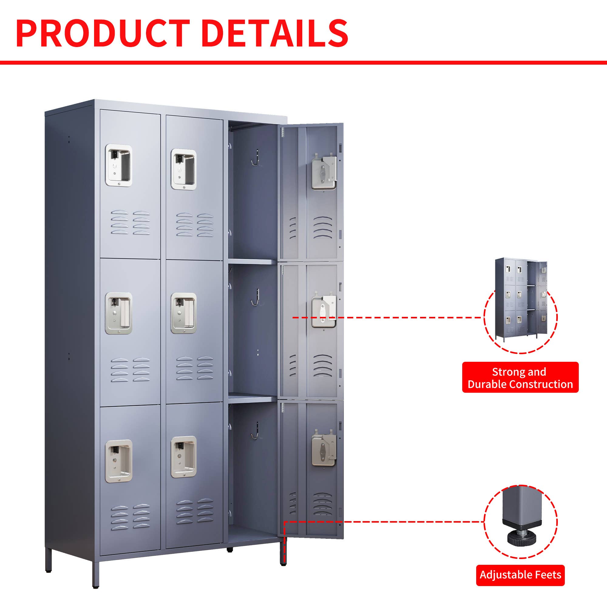 39F Inc. - Wholesale Cabinet - 72inH Storage Lockers for Employees,Home,Gym,School,Garage17