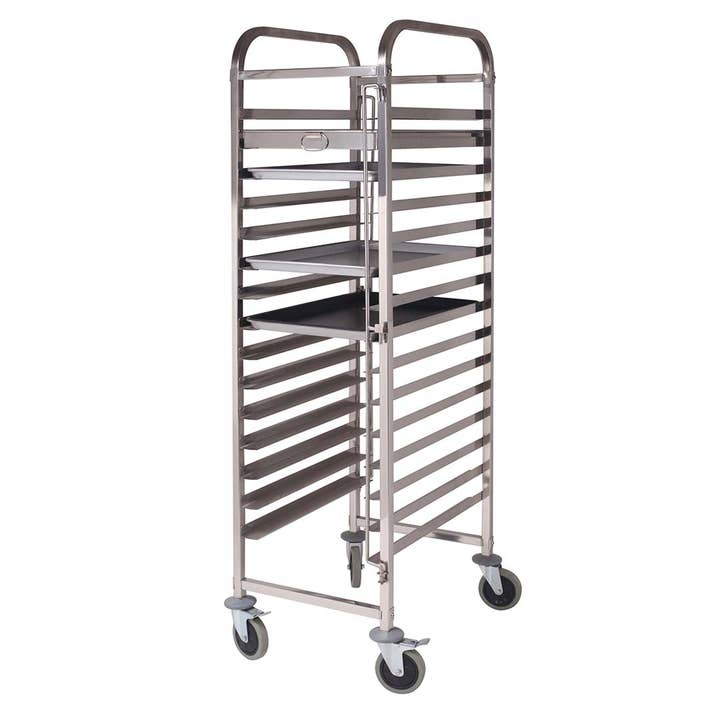 SOGA International Pty Ltd - Wholesale Kitchen storage/organiser - SOGA Gastronorm Trolley 16 Tier Stainless Steel with Pans