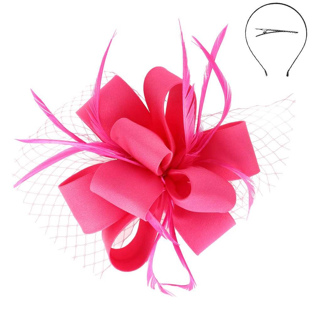 anbfashion - Wholesale Fascinator Hat - Women's - Feathered Loopy Bow Sinamay Fascinator H2937FU4