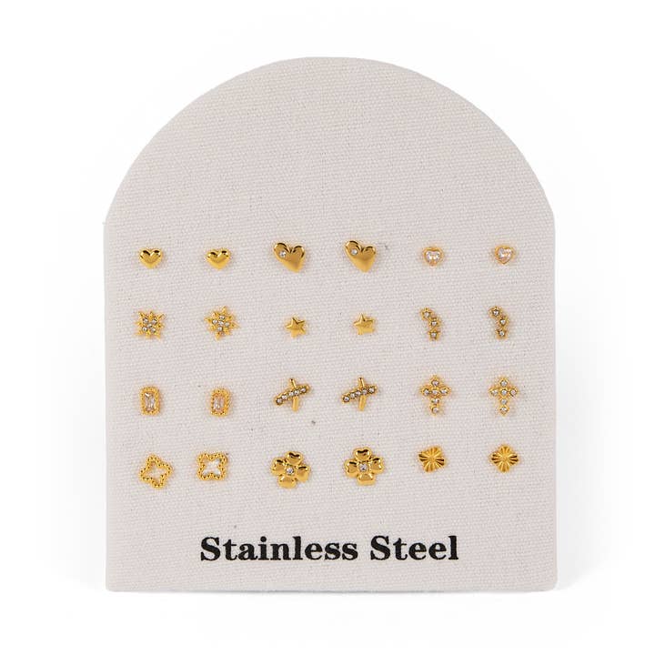 Stainless steel mini stud earring display for wholesale by By Sookay