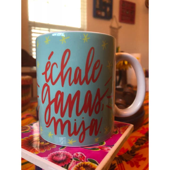 Very That - Wholesale - Échale Ganas Blue Mug by Very That | Full Color Mug | Chingona | Latina3