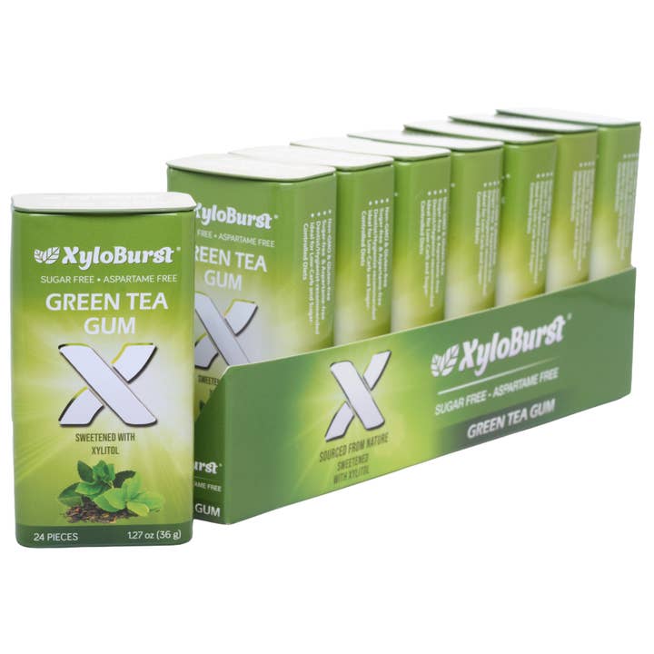 Xyloburst Sugar-Free Green Tea Gum 24 ct. Jar (8-pack) for wholesale by Focus Nutrition