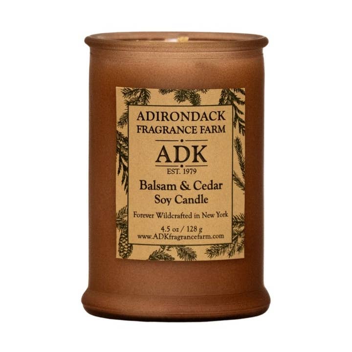 (NO LABLE & Brown Jars) Balsam Cedar Candle 4.5oz|10oz|20oz for wholesale by Adirondack Fragrance Flavor Farm