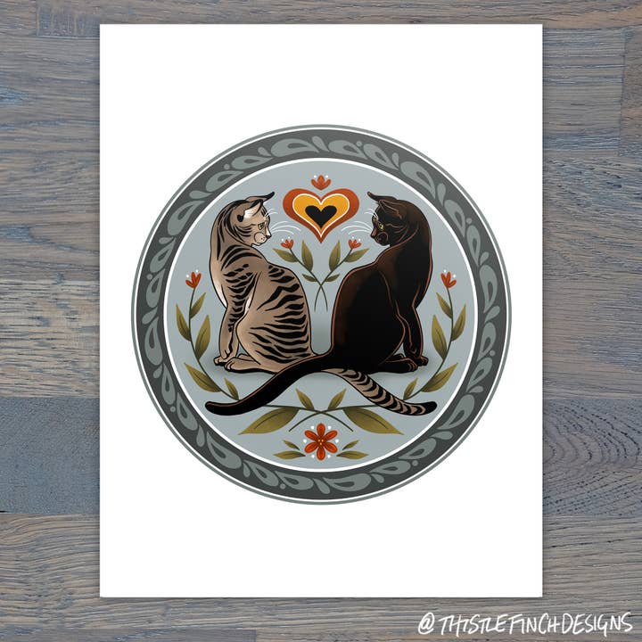 House Cat Hex Sign, Heavyweight Matte Digital Print for wholesale by Thistle Finch Designs