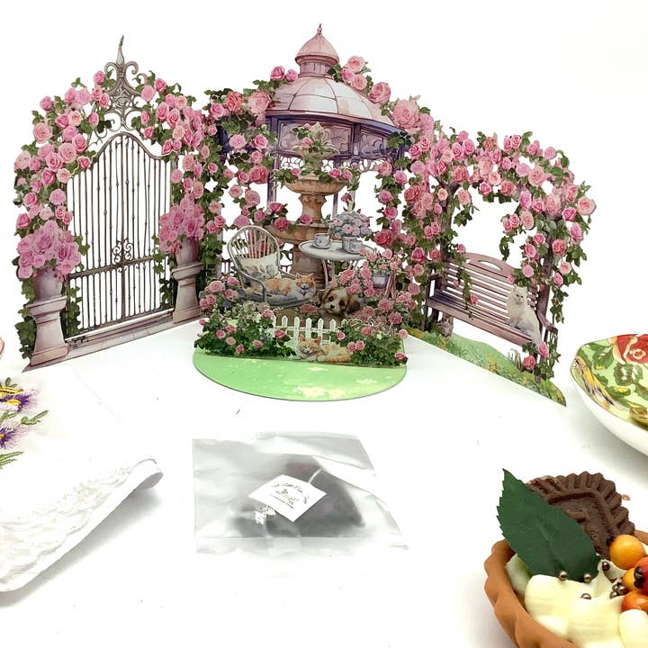 All Little Cute Things - Wholesale Everyday Greeting Card - Tea and Secret Garden Pop Up Greeting Card Black Pyramid tea3