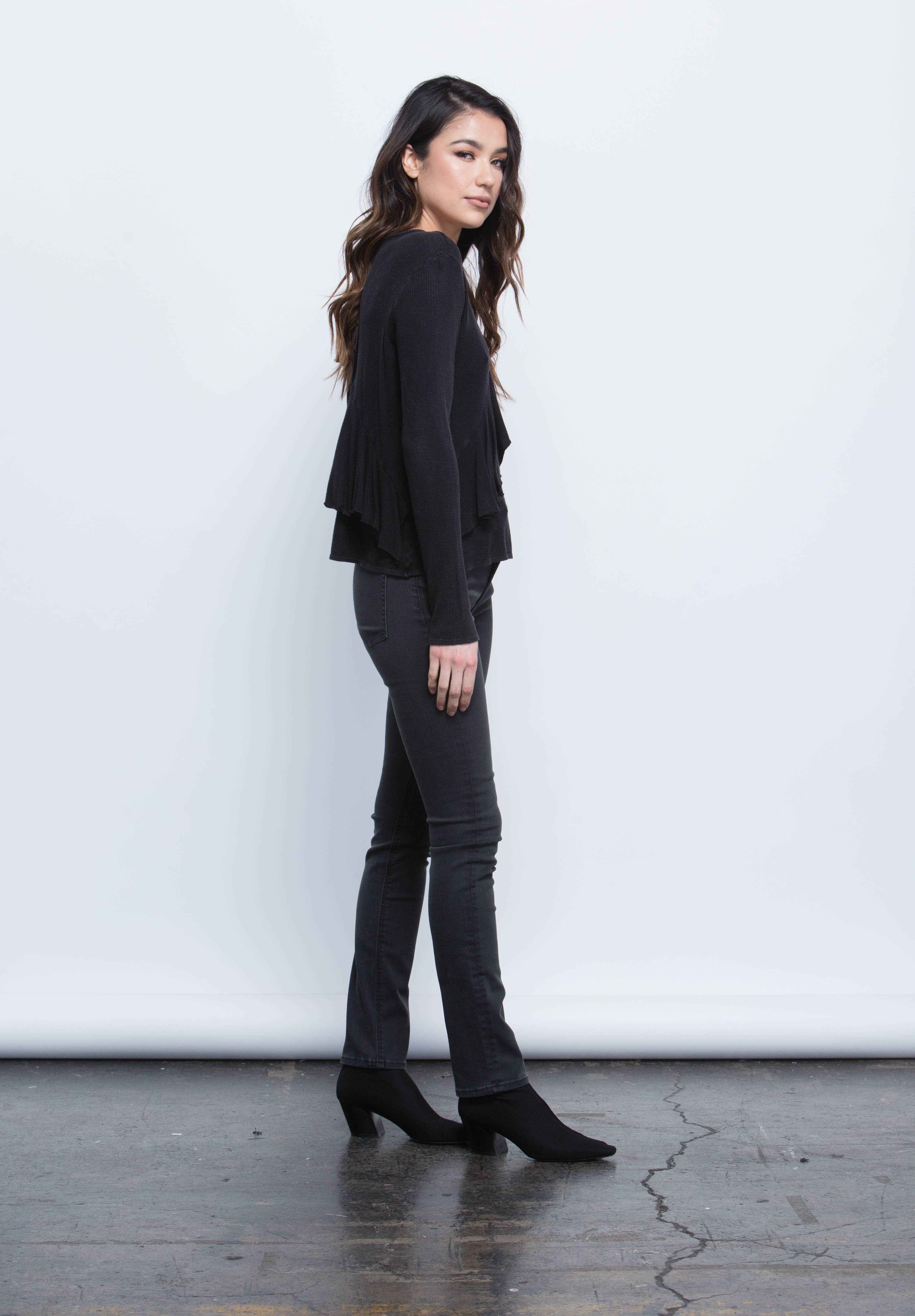 Lucca Couture - Wholesale Knit Top - Women's - PDT1431-MADDY TOP-BLACK2