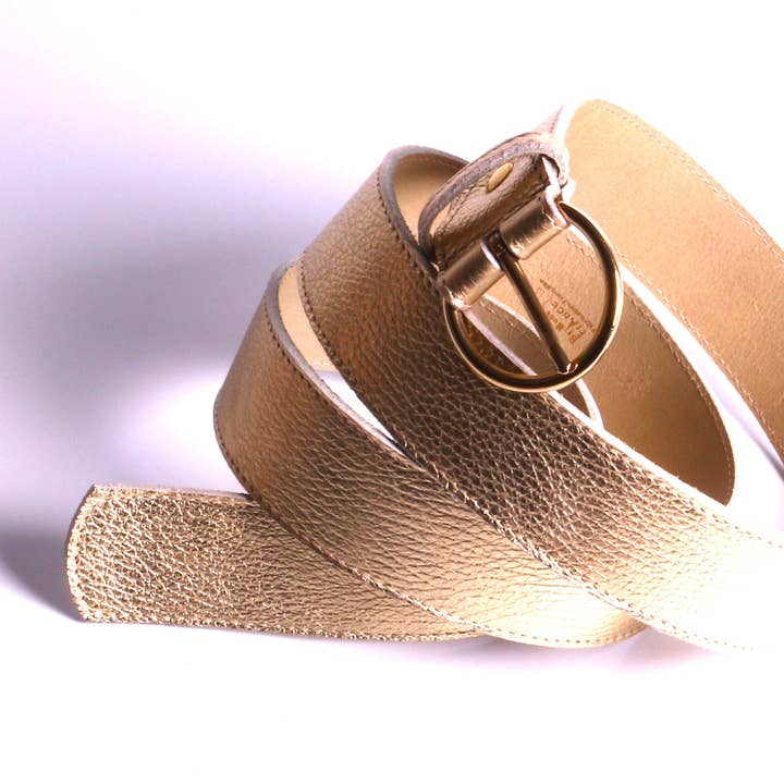 SARL FELINEA - Wholesale Belt - Women's - Women's fashion belt, gold leather, width 4 cm, made in France.