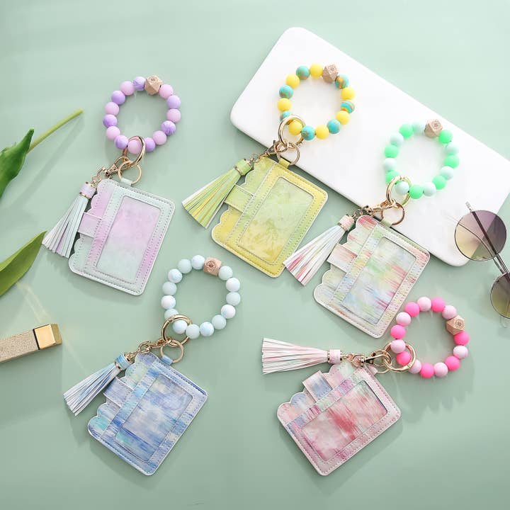 Sparkle Being - Wholesale Keychain Bracelet - Silicone Wristlet - Glitter Wallet Keychain Bangle (Star)