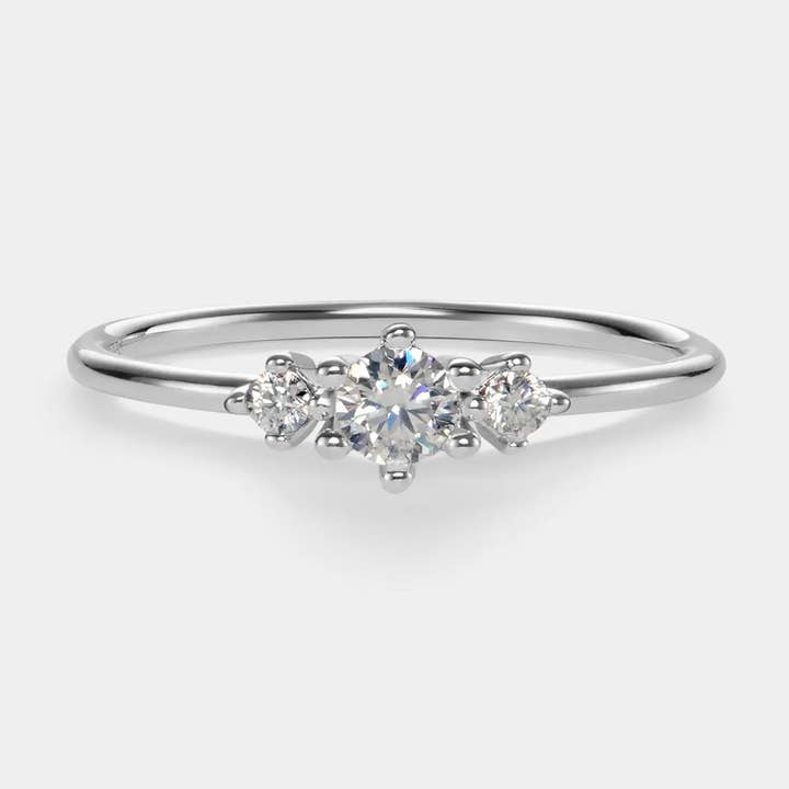 Anel de Noivado Moissanite Three Stone em Prata de Lei por atacado de Perimade & Co. LLC