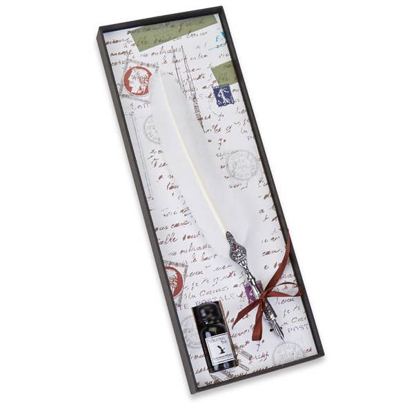 Freund Mayer & Co. - Vente Stylos - Ensemble stylo plume et encre décorés en étain2