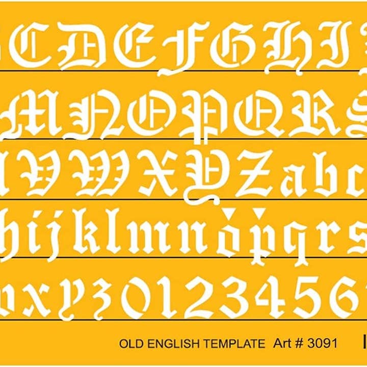 Liquidraw – Großhandel Schablonier-/Bastelfarbe – Altenglische Buchstabenschablonen 10mm, Buchstabenschablonen für Bastelarbeiten Englisches Schablonenalphabet Nummern Zeichnung Entwurfsvorlage