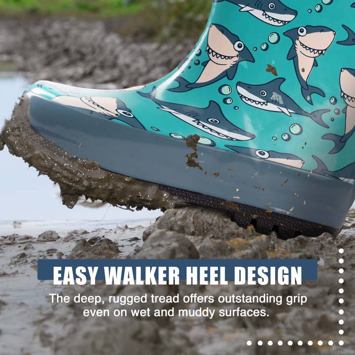 Eastern Off Price - Wholesale Regenlaarzen - Kinderen - Norty Regenlaarzen met rubberen print voor kinderen 40147 Teal Sharks3