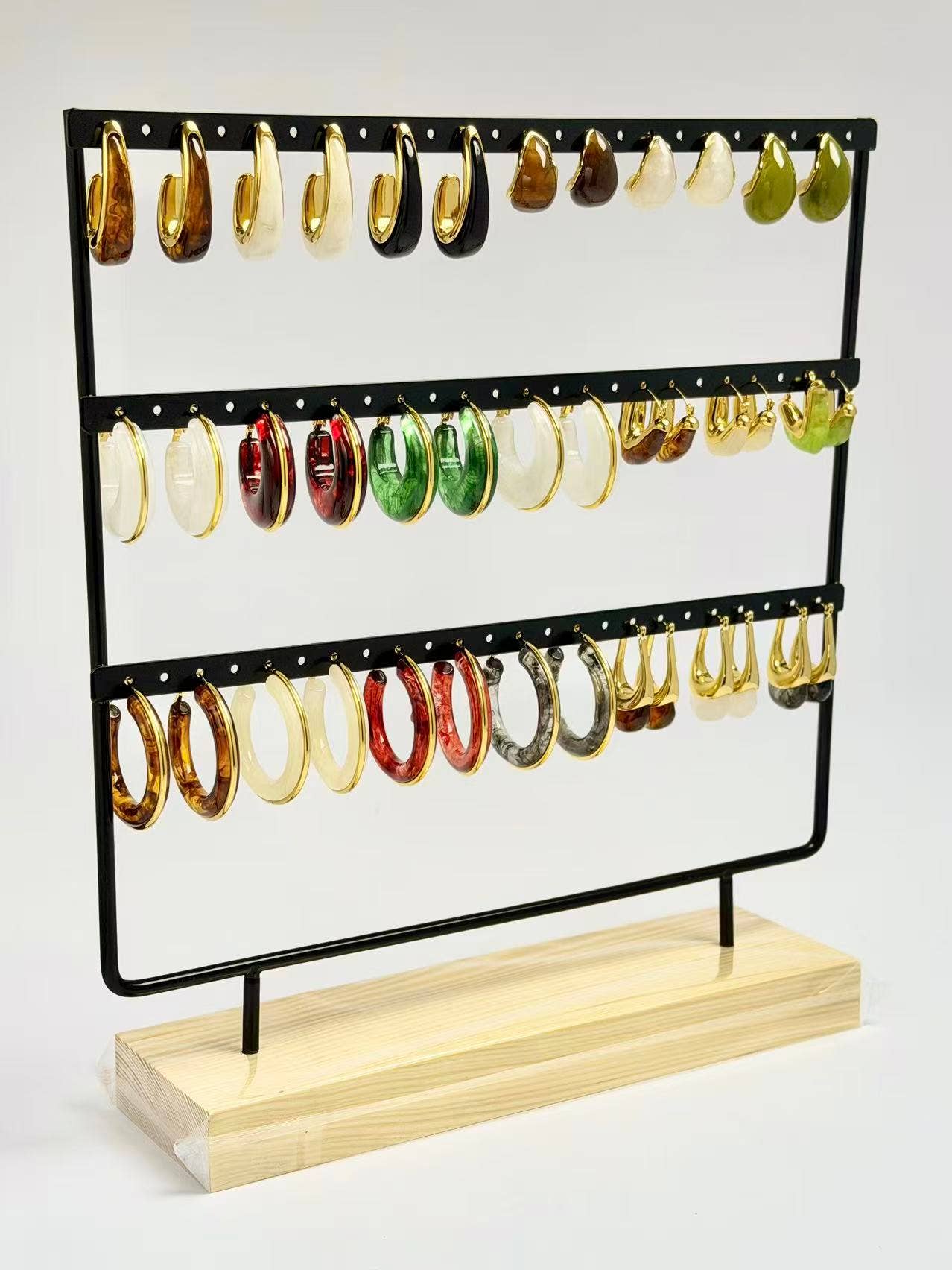 COSMOS - Vente Parures de bijoux - Lot 20 Paires Boucles d’Oreilles Résine Acier Tendance Chic 1