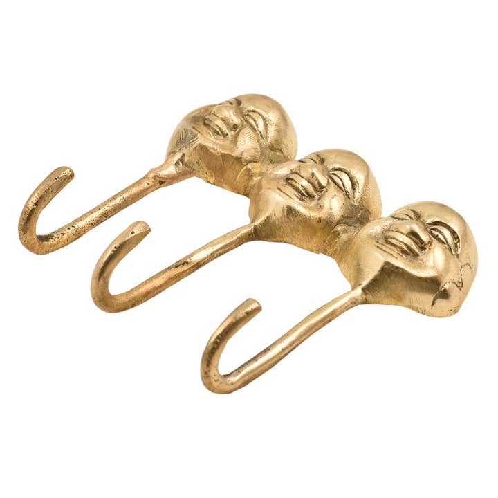 12 Piece Brass Wall Hooks for Purses Boho Key Holder for wholesale by Daana Paani LLC