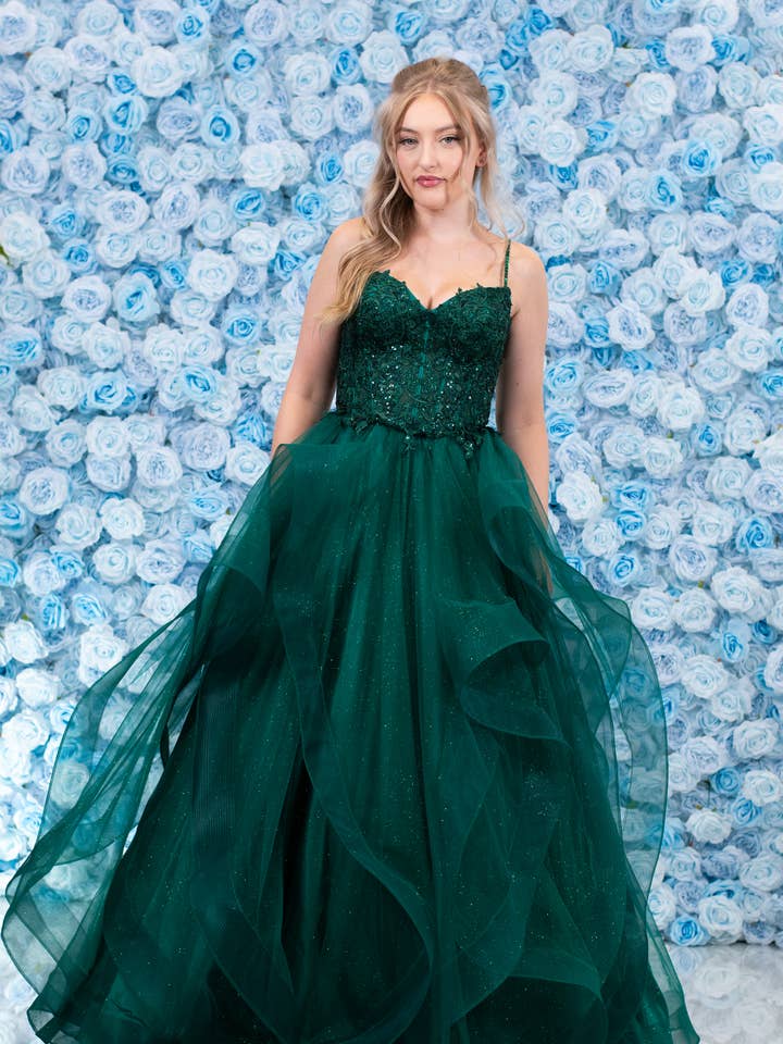 Malia Ruffle Dark Green for wholesale on Faire6