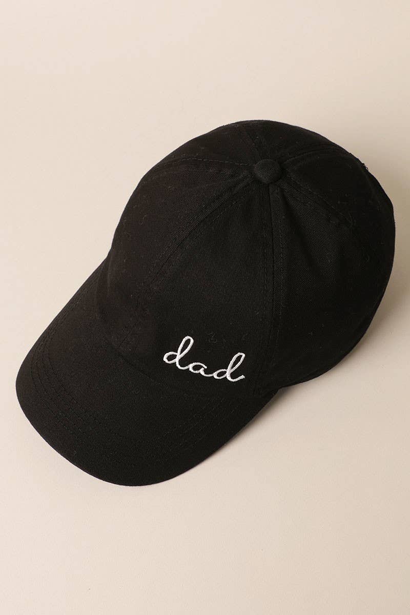 BLACK dad Embroidered Cotton Baseball Dad Cap for wholesale on Faire2