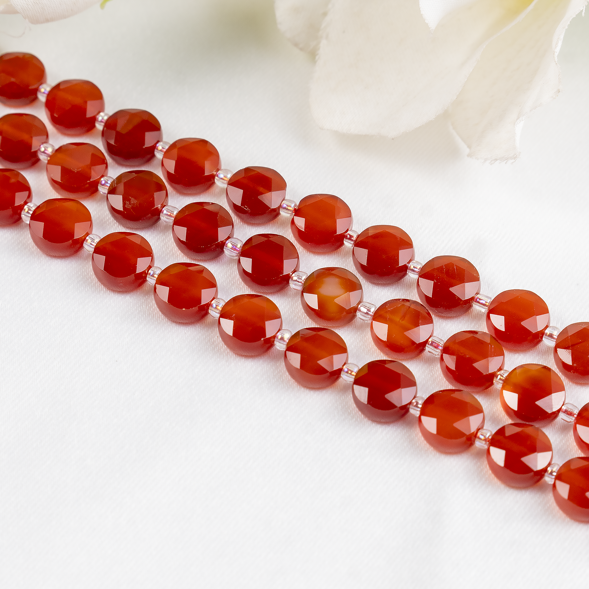 Soothing Crystals Beads - Wholesale Beads - Heishi Disc Beads | Red Onyx | Flat Crystal Beads4