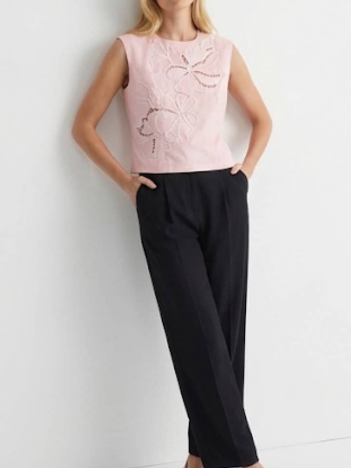 2521 sleeveless high-neck pink top for wholesale by Lilie Rose