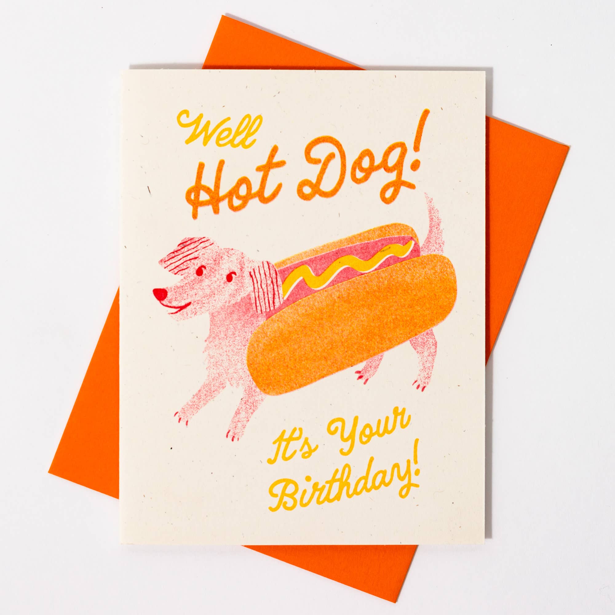 Bromstad Printing Co. - Venta al por mayor Tarjetas de cumpleaños - Tarjeta de cumpleaños Hot Dog - Risograph3