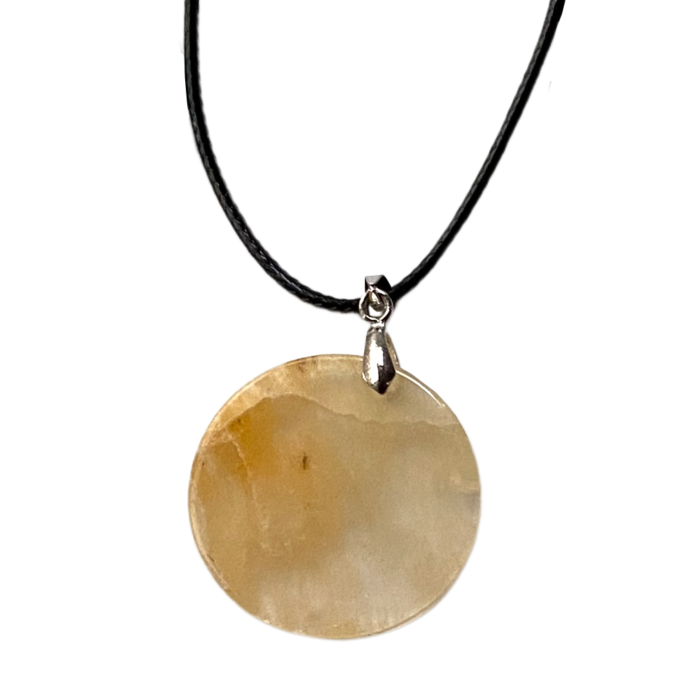 VIE - Vendita all'ingrosso Collana con ciondolo/pendaglio - Ciondolo a moneta di pietra preziosa con cordino nero6