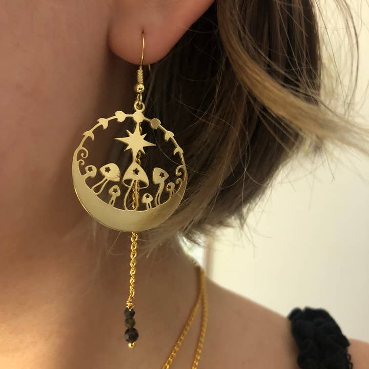 Hypo-Allergenic Mushroom Crystal Earrings for wholesale by Faerie’s Fix