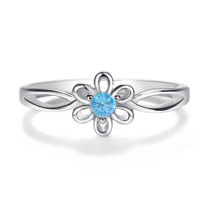 Anel de bebê em prata esterlina Daisy Birthstone para meninas por atacado de Cherished Moments