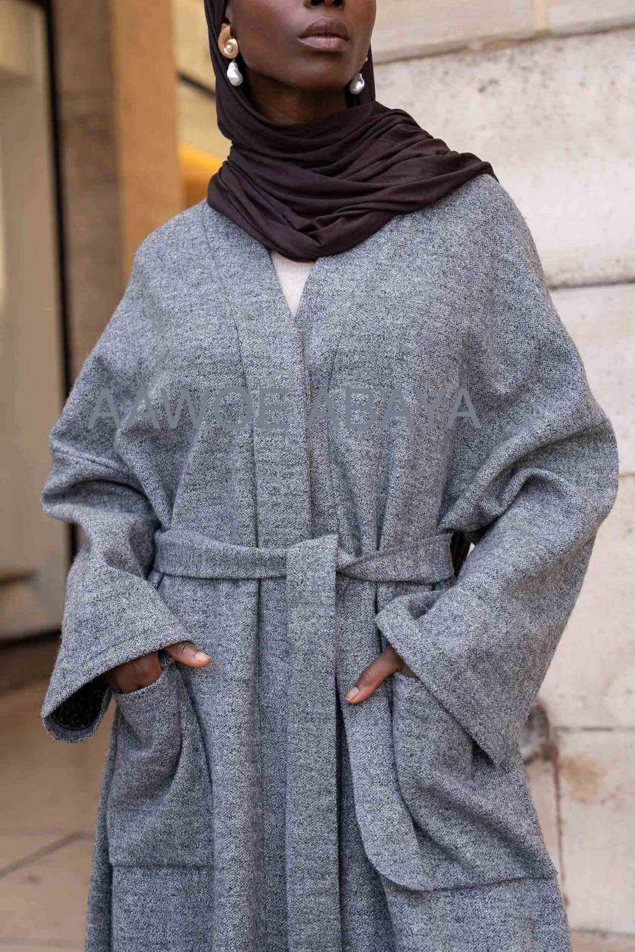 Aawoe Abaya – Casaco - Mulher por atacado – Casaco longo de inverno - comprimento 145 cm - 21603