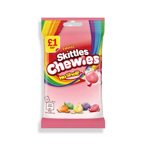 Pops Distro Inc - Vendita all'ingrosso Caramelle gommose - Skittles Chewies Fruits (100g), confezione da 6