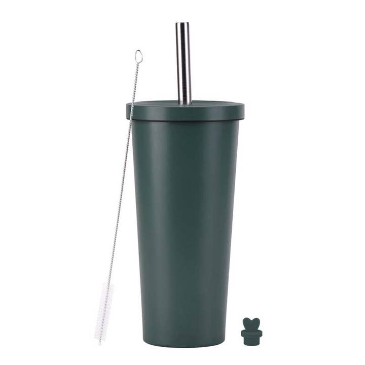 Candles Meta - Wholesale Insulated Mug/Tumbler - 710ml Silid Color Milk Tea Stainless Steel Cup with Straw2