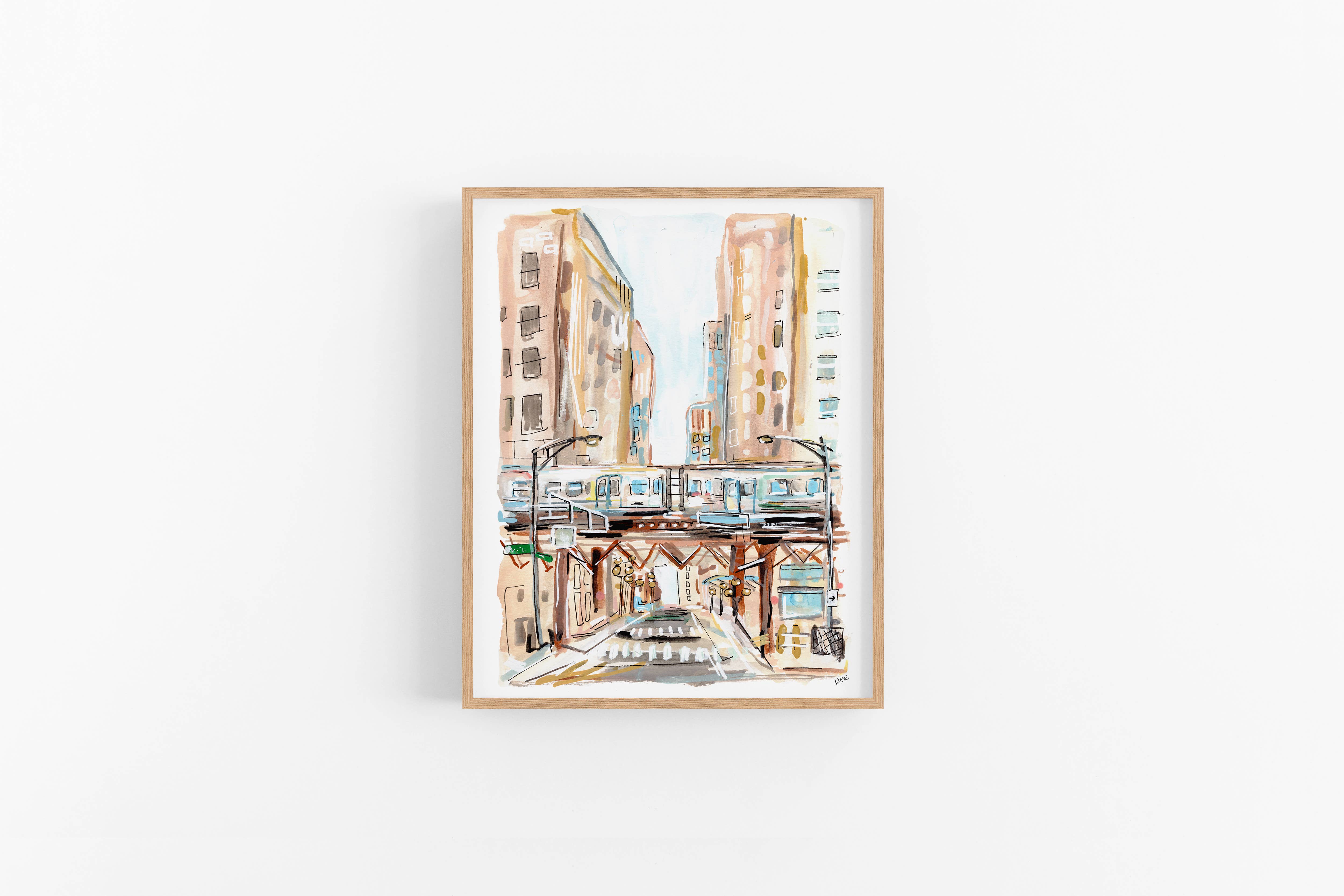 Rachel Reynolds Art - Wholesale Art Print - The L Chicago Art Print, Train Art1