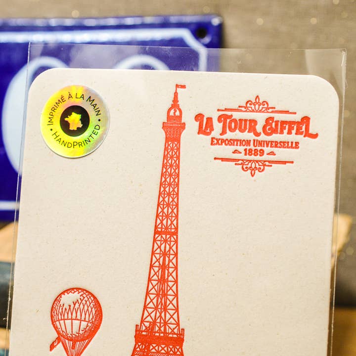 L'Atelier Letterpress – Engroshandel Hverdagshilsen kort – Bogtrykskort Red Eiffeltårnet (Paris)