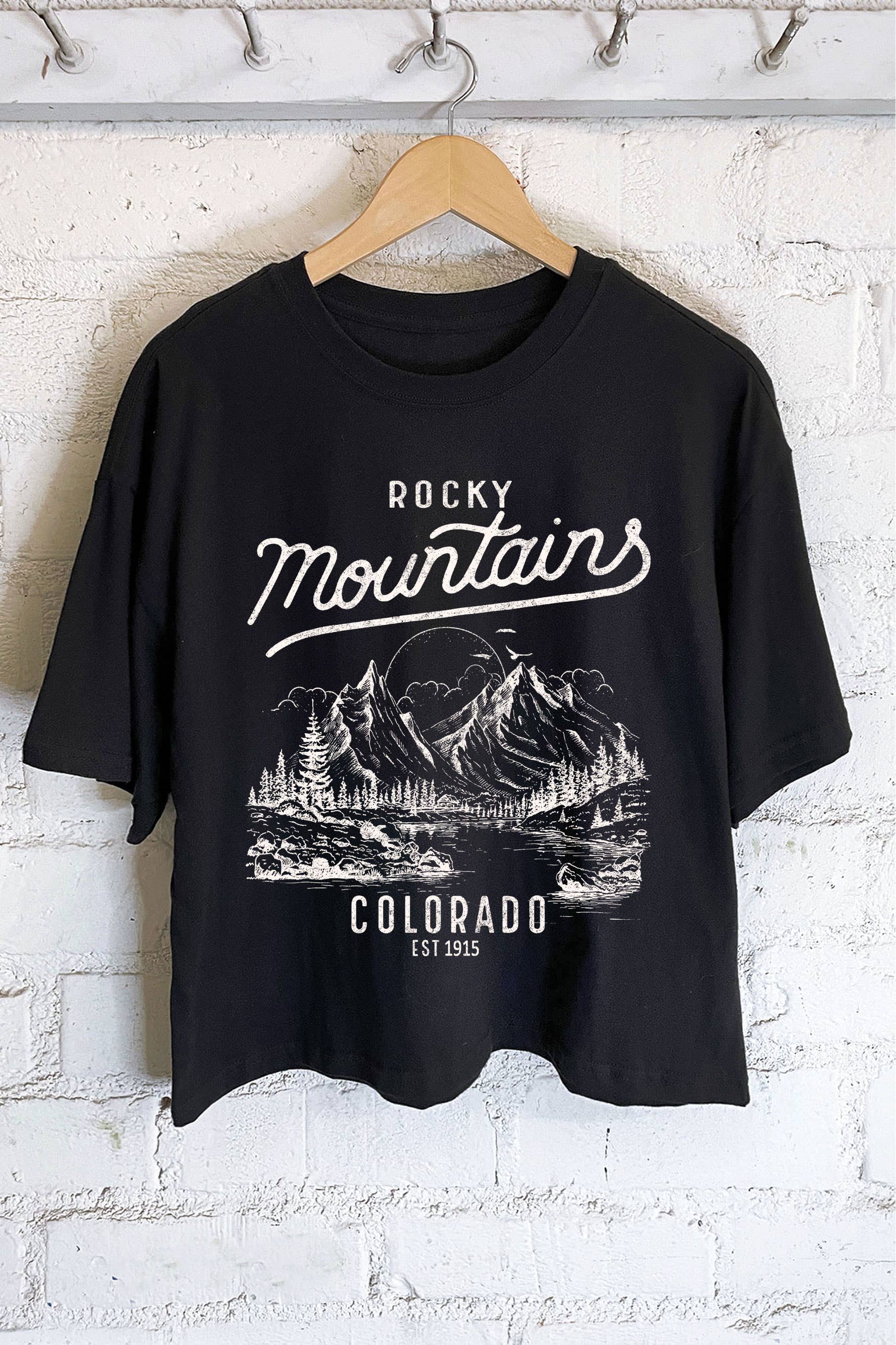 Rustee Clothing - Wholesale Screen Printed T-Shirt - Women's - ROCKY MOUNTAINS COLORADO GRAPHIC LONG CROP TOP 4