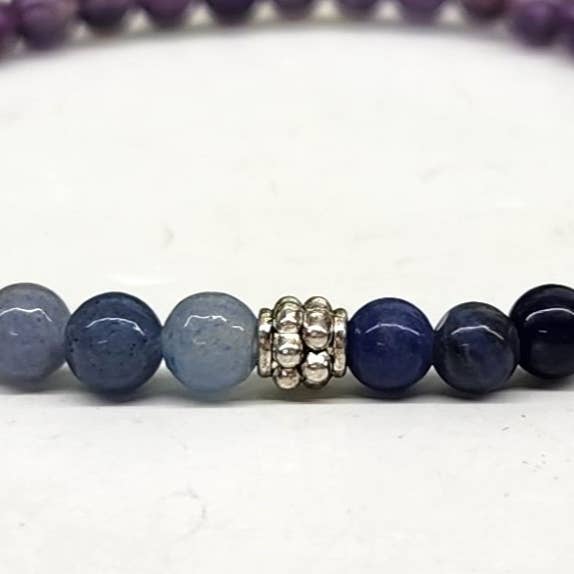 Meraki Gemstones - Wholesale Beaded Bracelet - ANXIETY RELIEF-Blue Aventurine/Sodalite/Amethyst Bracelet4MM