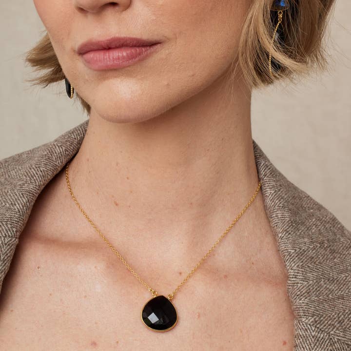 Ashiana London – wholesale Pendant/charm necklace – Acapulco Black Onyx Necklace1
