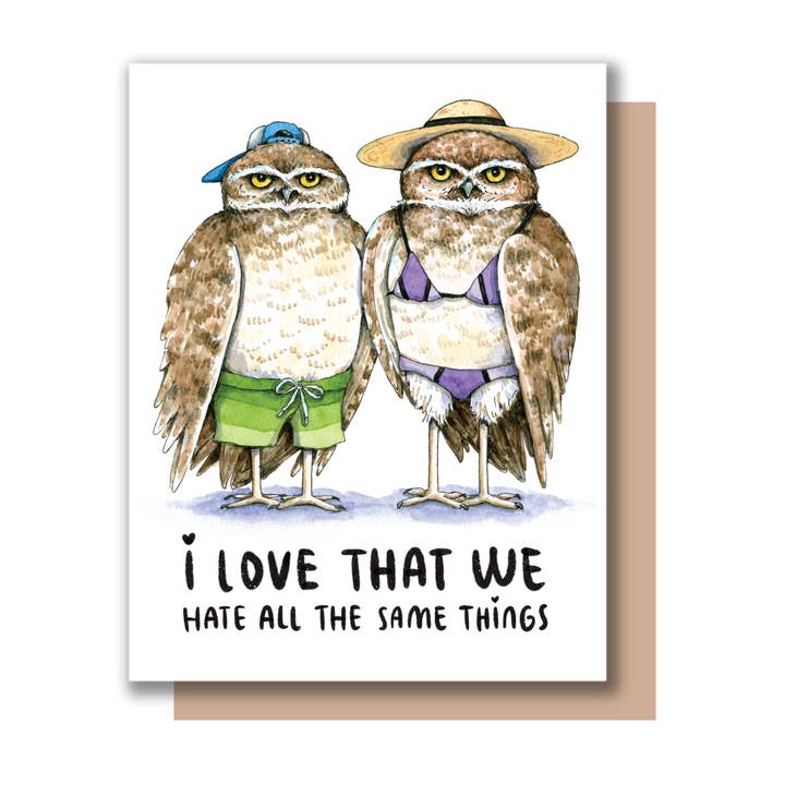 Love That We Hate All The Same Things Owls Love Karte für den Großhandel von Paper Wilderness