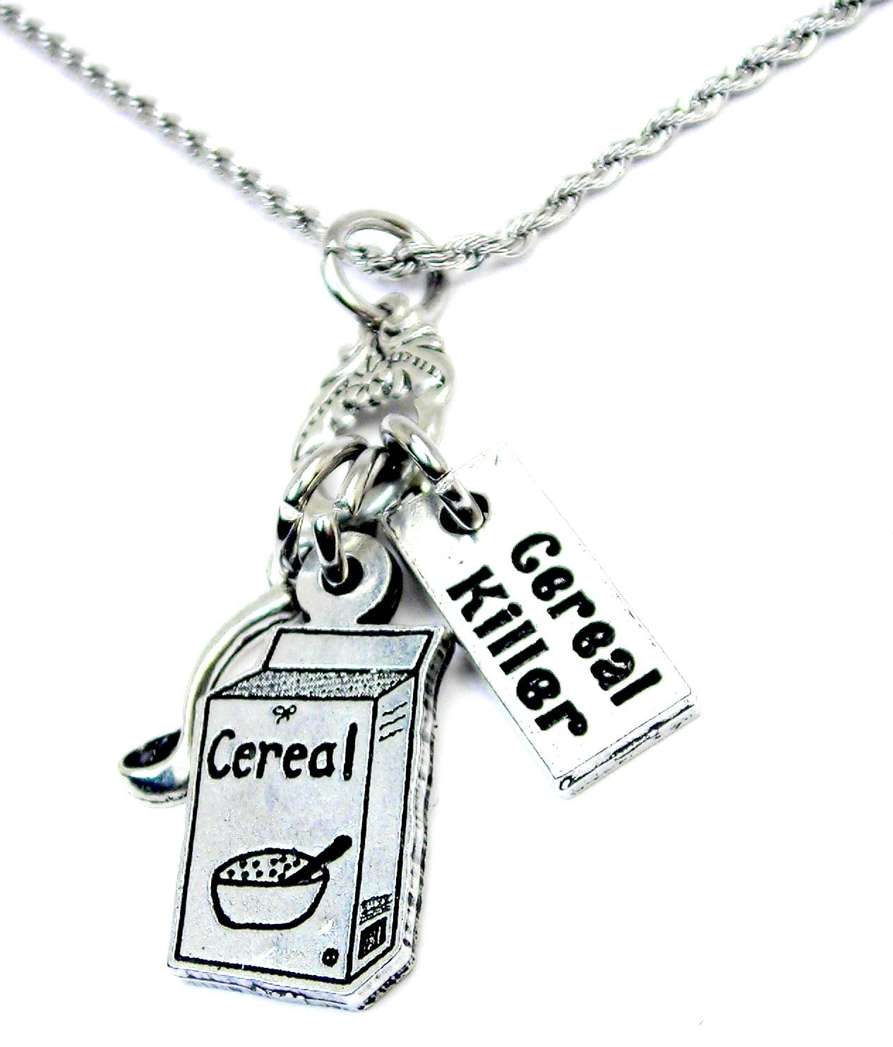 Chubby Chico Charms - Wholesale Pendant/Charm Necklace - Cereal box cereal killer spoon Charm Holder Necklace 1