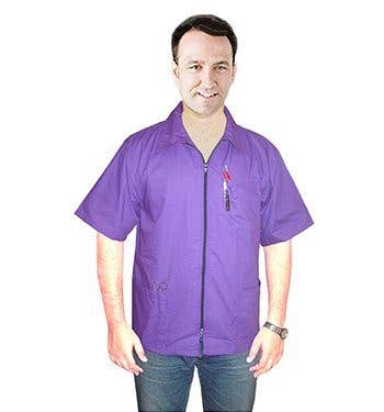 Scrubandmore – Großhandel Jacke - Herren – Friseurjacke mit Kragen, 3 Taschen, halben Ärmeln und Reißverschluss0