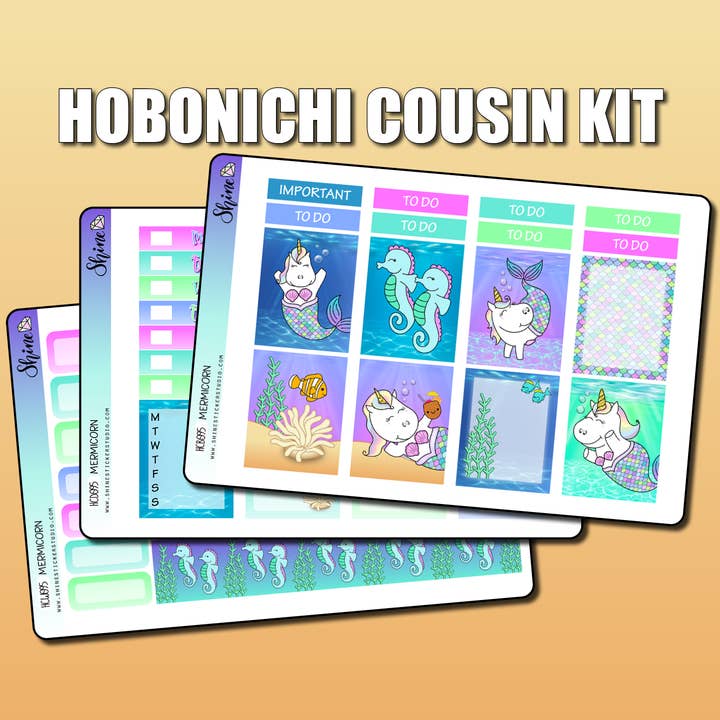Mermicorn Hobonichi Cousin Sticker Kit voor wholesale door Shine Sticker Studio