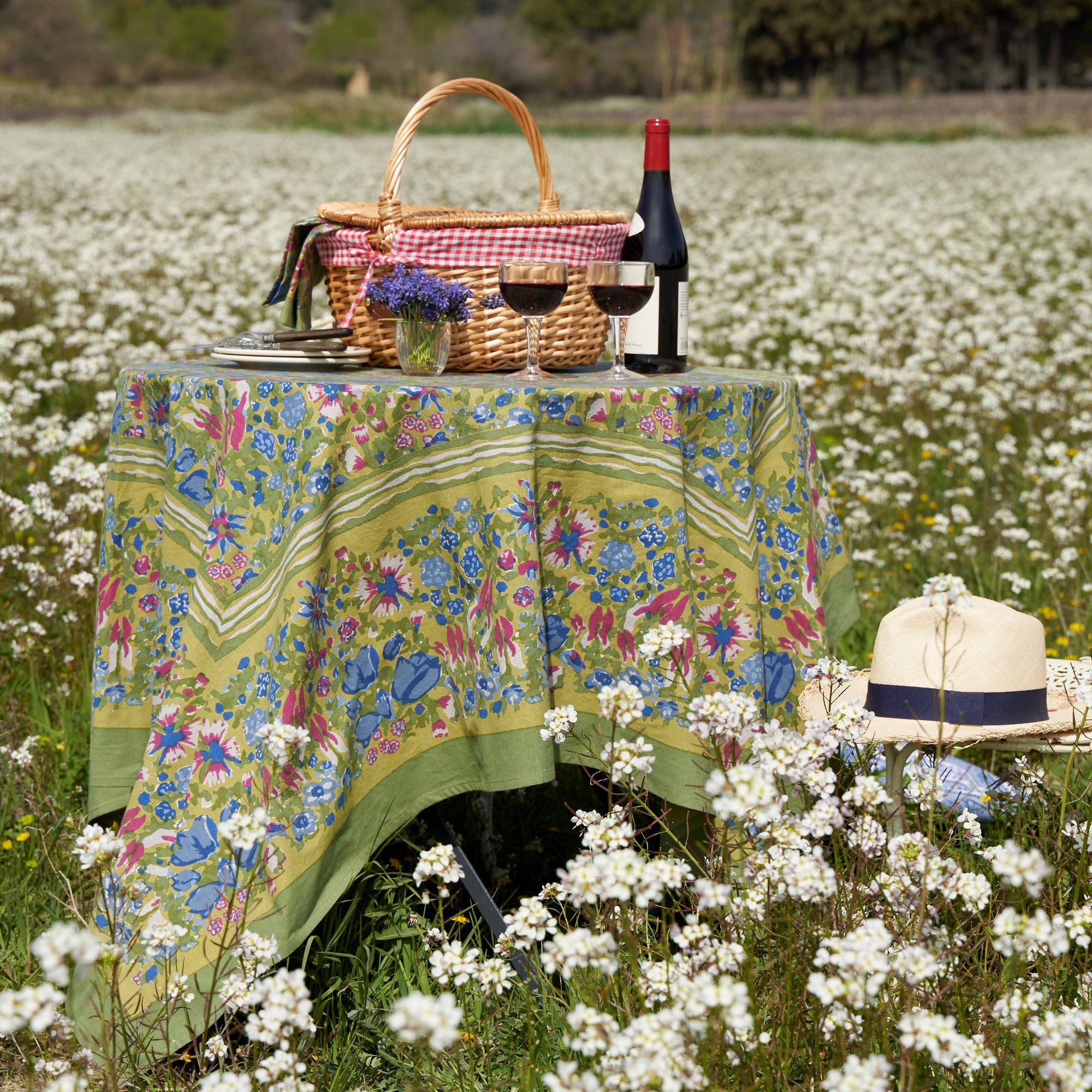 Couleur Nature – wholesale Tablecloth – Jardin Blue & Vert | Tablecloth5