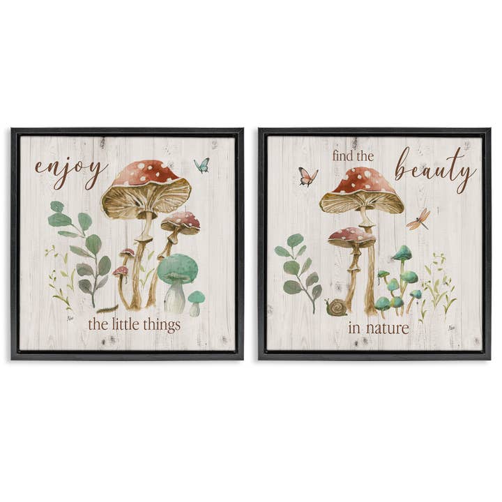 Geniet van de schoonheid van paddenstoelen zwevende ingelijste kunst voor wholesale door Stupell Industries