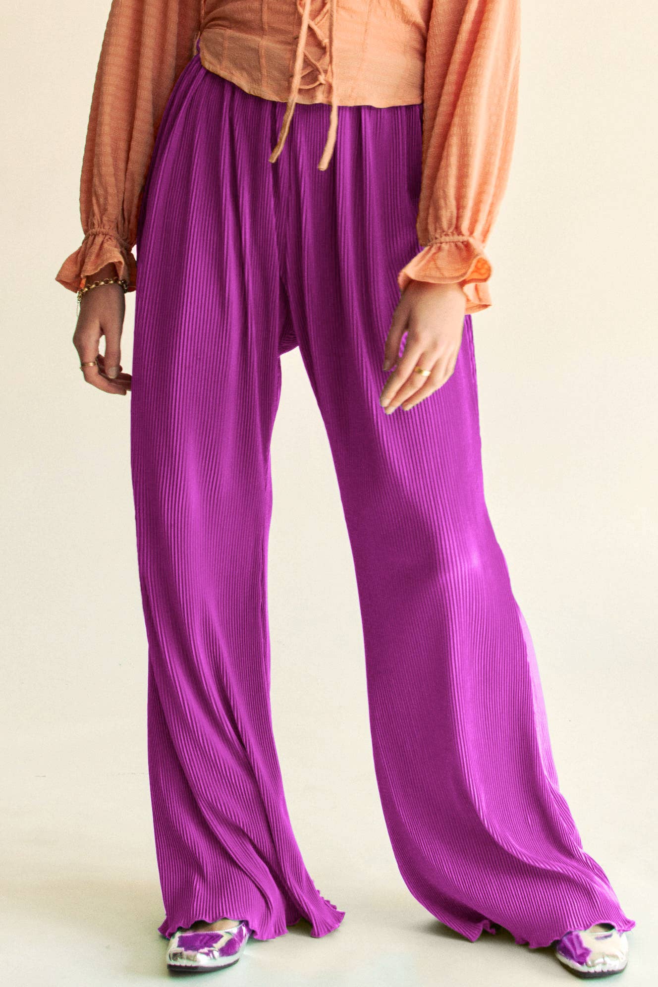 Davi & Dani - Wholesale Broek - Dames - BELBROEK MET GERIMPELDE PLOOIEN EN ELASTISCHE TAILLEBAND9