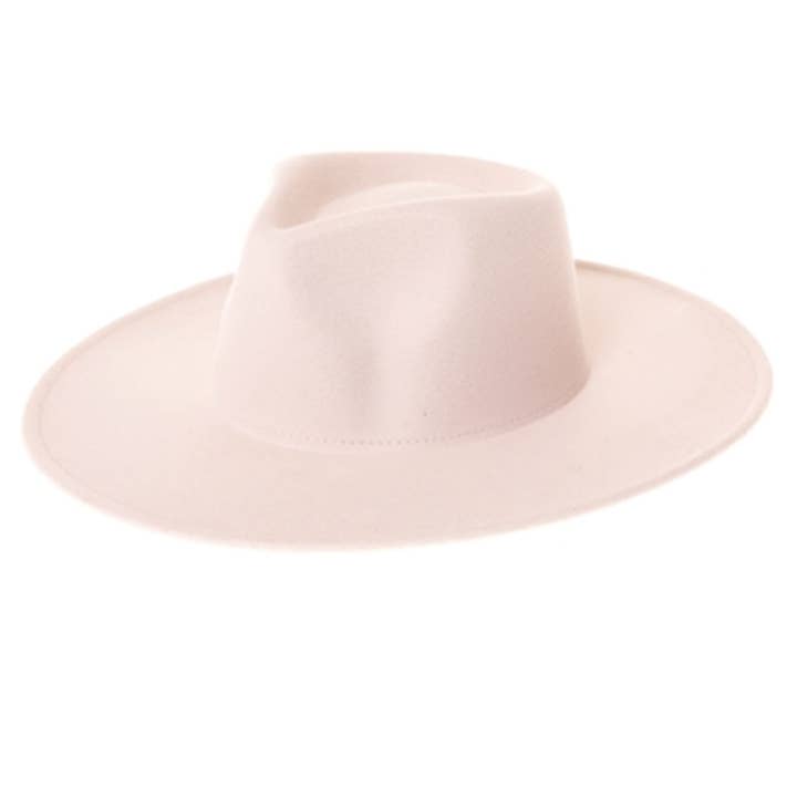 AdornWise - Wholesale Fedora - Unisex - Vegan Felt Rancher Fedora Hat with Wide Brim