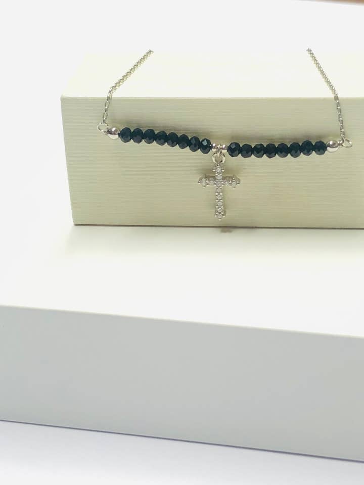 Collar de Plata Sunburst Negro RH Plata 925 para venta al por mayor de DEMARCA