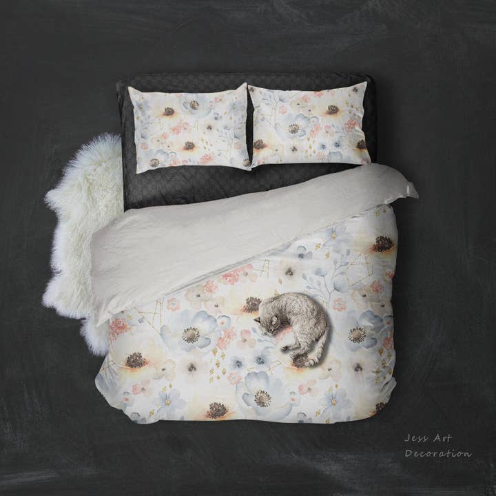 3D Farverig Blomst Akvarel Dynebetræk Sæt Sengetøj Sæt Pudebetræk 4 for engroshandel hos Jess Art Decoration