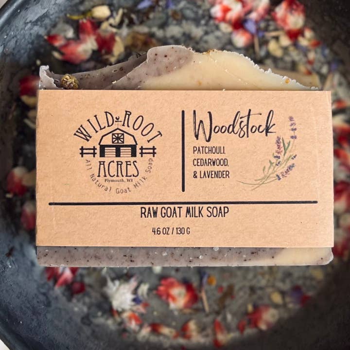 Woodstock goat milk soap for wholesale by Wild Root Acres LLC
