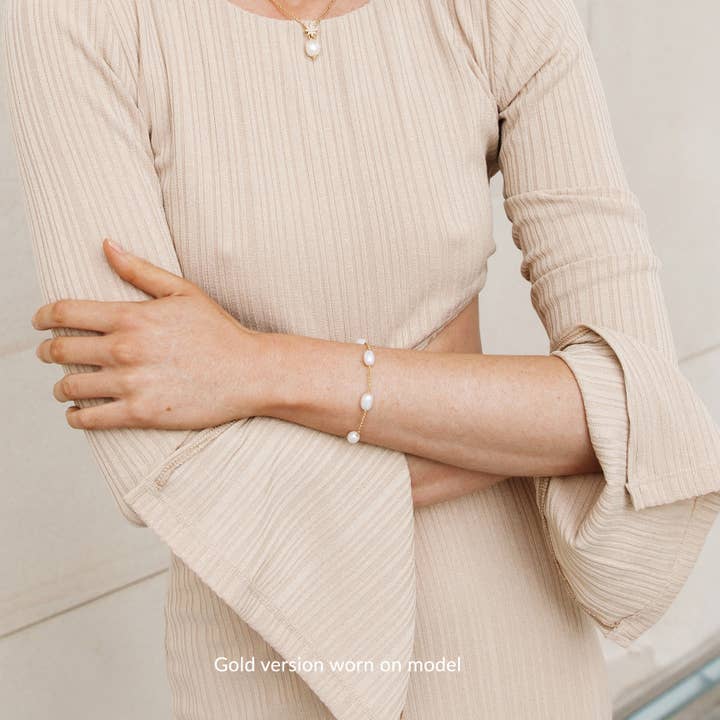 My Jewellery Story - Wholesale Beaded bracelet - Interlude Freshwater Pearl Beaded Bracelet Rose Gold Plate1