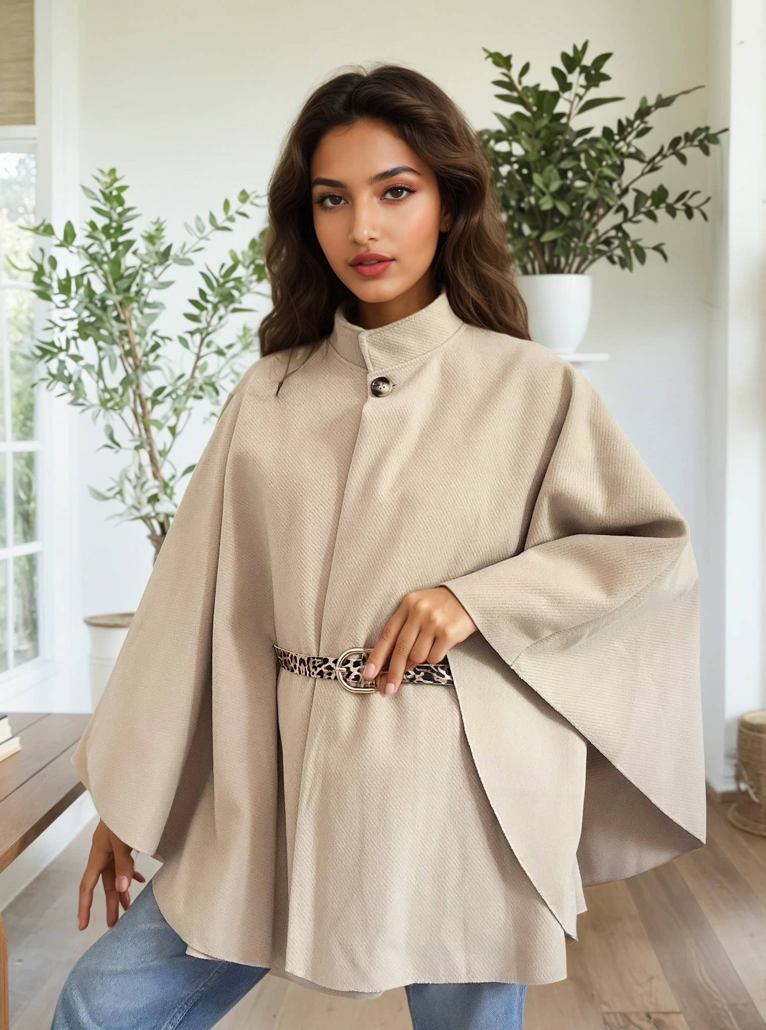 ZAFA PARIS - Wholesale Jacket - Women's - 58P7H17 Buttoned cape jacket with belt5